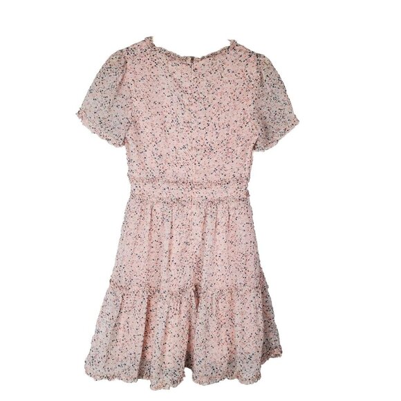 Storia Dress Women Small Pink Blue Tiered Mini Peasant Ditzy Floral Prarie Retro - Picture 3 of 16